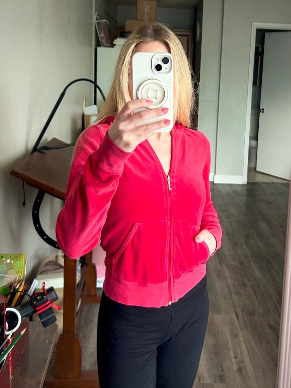 Juicy Couture Velour Red ZipUp Hoodie